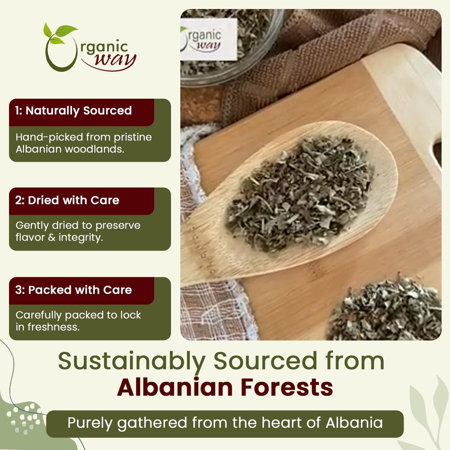 Organic Way Blackberry Leaf (Rubus fruticosus) Cut & Sifted - Herbal Tea | European Wild-Harvest | Organic & Kosher Certified | Non GMO & Gluten Free