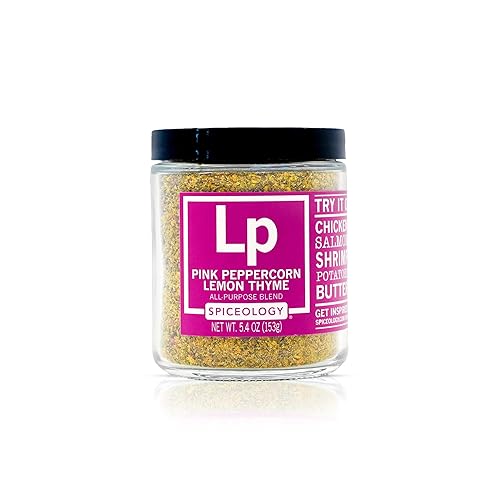 Spiceology - Pink Peppercorn Lemon Thyme - Use On: Chicken, Salmon, Shrimp, Potatoes, Butter, Vegetables, Salad Dressing - Lemon Pepper Seasoning