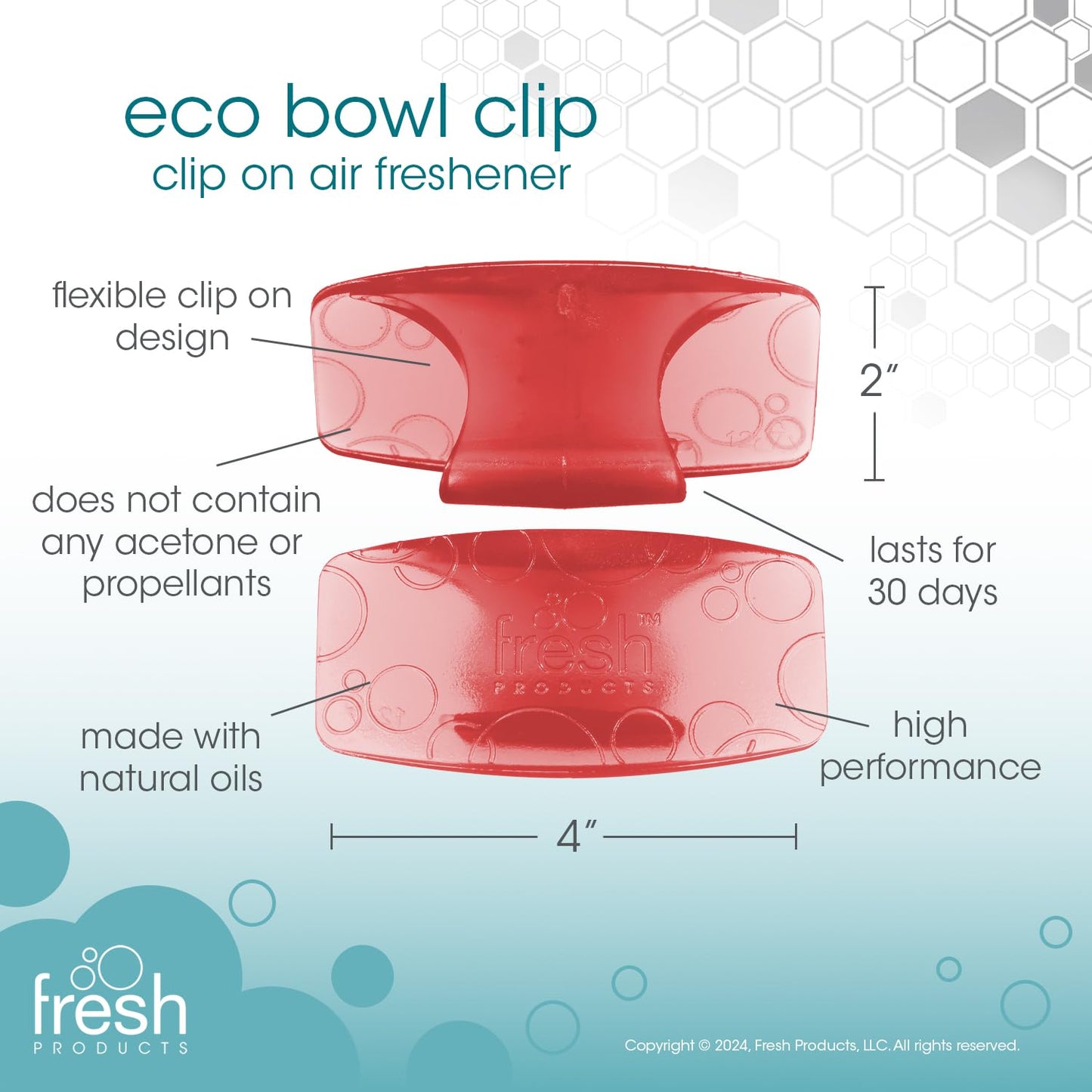 Fresh Products Eco Bowl Clip Air Freshener Versatile Design Toilet Freshener Trash Freshener Chemical Free Natural Oils Discreet Lasts 30 Days Made in
