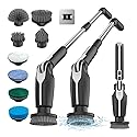 Leebein Electric Spin Scrubber, Shower Scrubber with 4 Adjustable Angles and 8 Brush Heads, Electric Scrubber with Long Handle & Remote Controller
