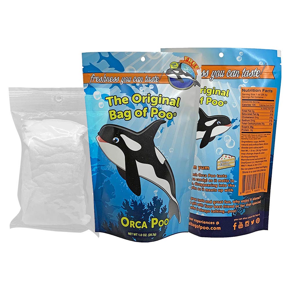 The Original Bag of Poo®, Novelty Poop Cotton Candy Gag Gift (Aquarium Variety Pack) Assorted flavors. Free stickers inside.