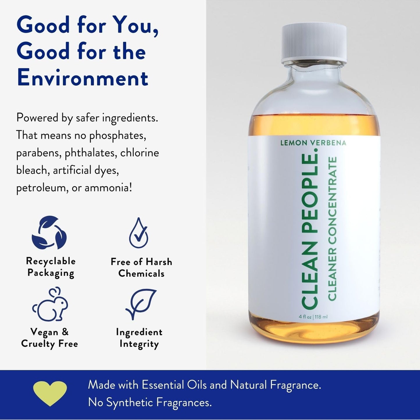 Clean People Cleaner Concentrate - All-Purpose Cleaner for Multi-Purpose Cleaning, Bathrooms, Floors, Concentrated, Recyclable Packaging (Lemon