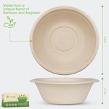 Ecovita 100% Compostable Paper Bowls [12 oz.] - 150 Disposable Bowls Eco Friendly Sturdy Tree Free Liquid and Heat Resistant Alternative to Plastic or