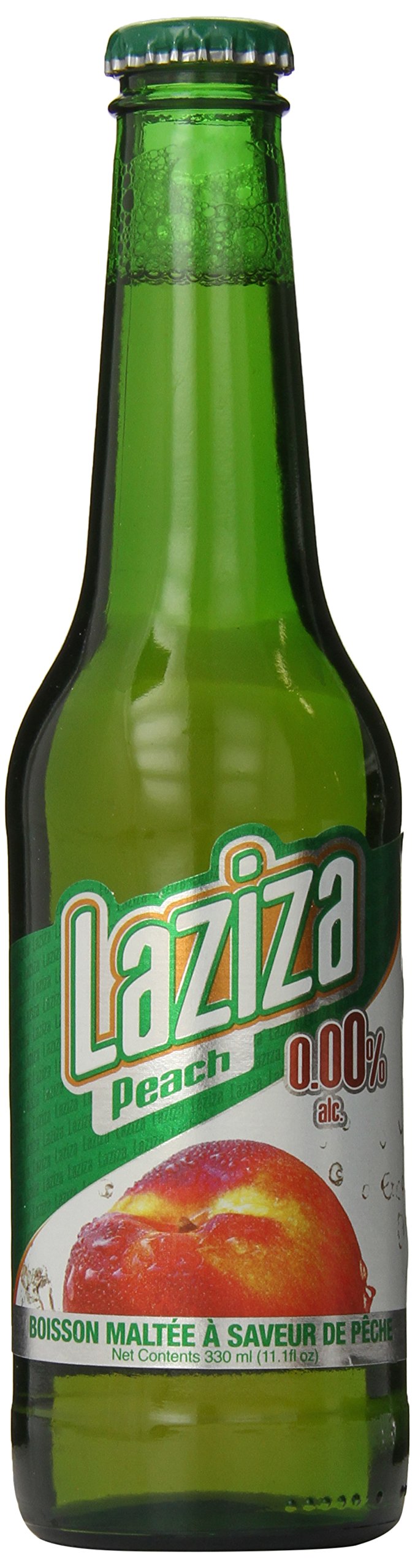 Laziza Non Alcoholic Malt Beverage, Peach, 11 Ounce (Pack of 24)