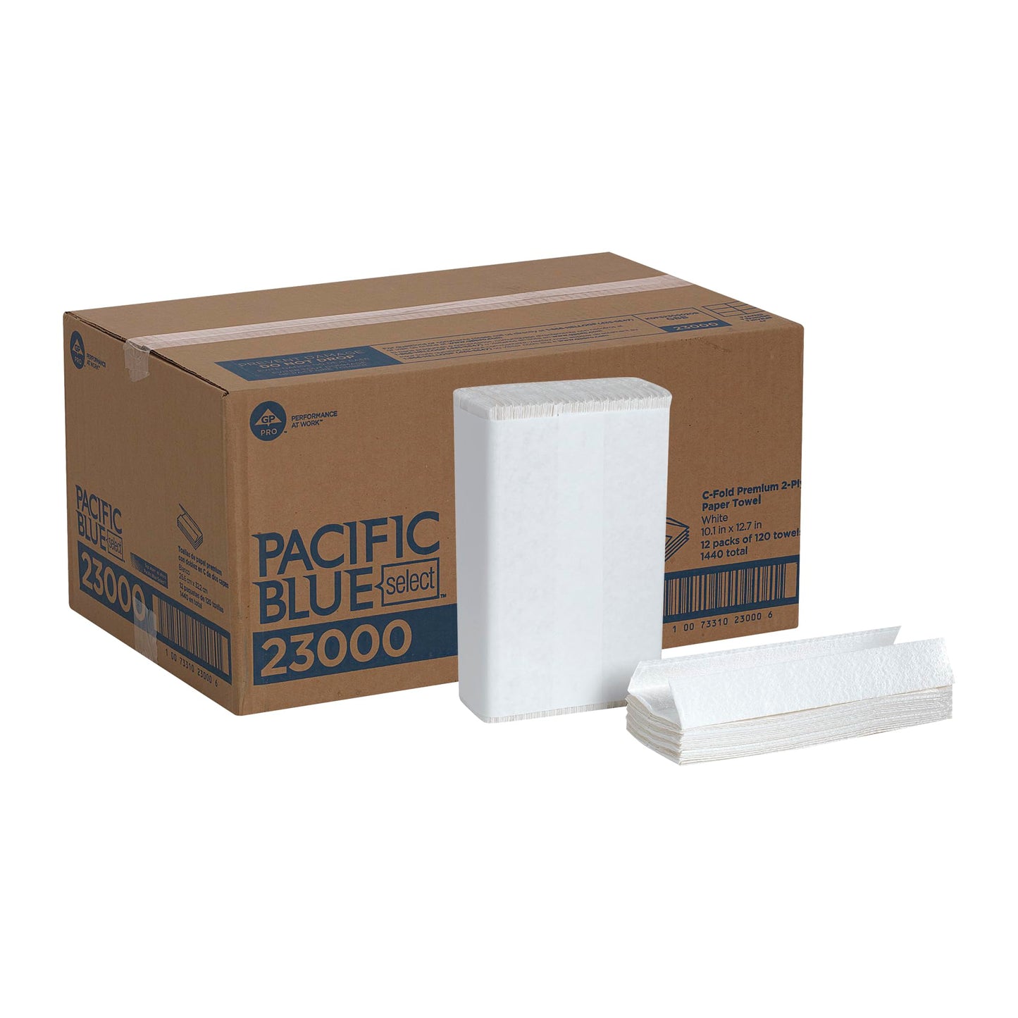 Pacific Blue Select Premium 2-Ply C-Fold Paper Towels by GP PRO (Georgia-Pacific) , White, 23000, 120 Towels Per Pack, 12 Packs Per Case