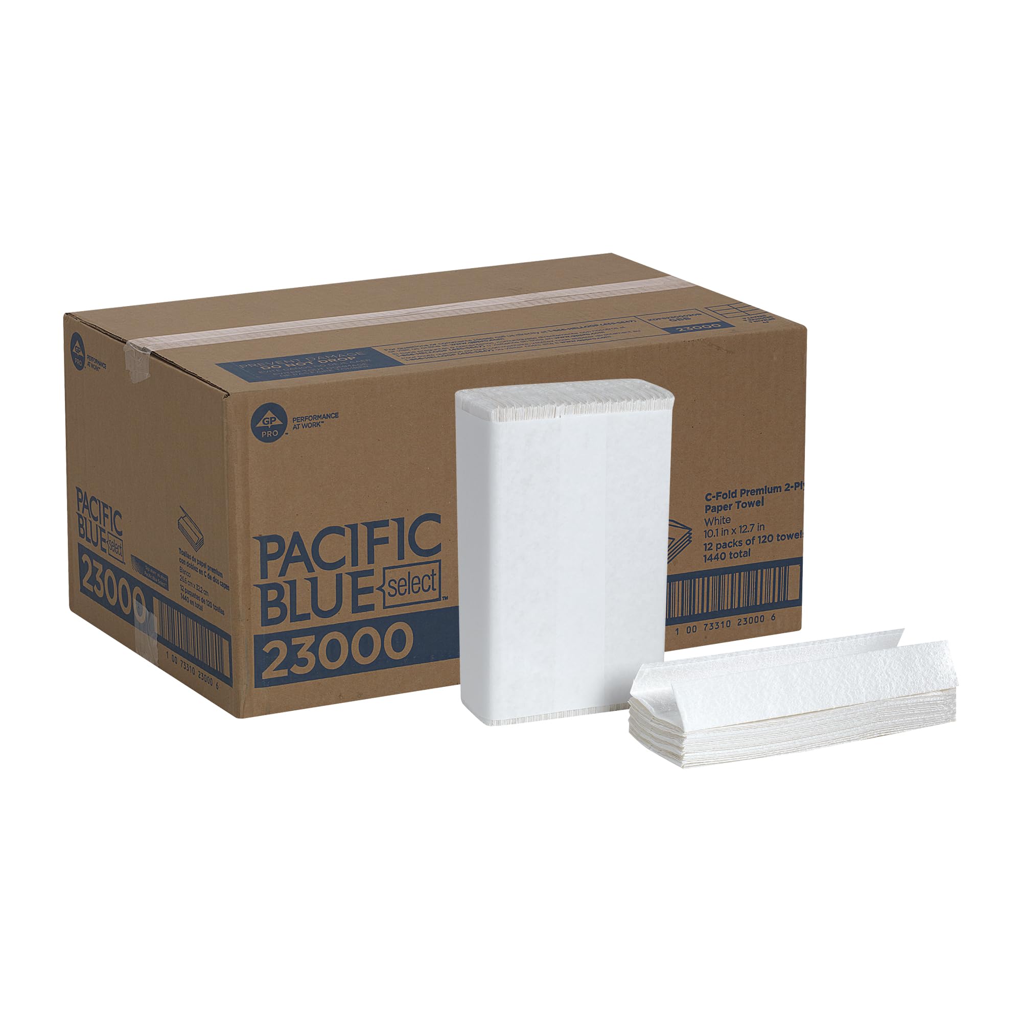 Pacific Blue Select Premium 2-Ply C-Fold Paper Towels by GP PRO (Georgia-Pacific) , White, 23000, 120 Towels Per Pack, 12 Packs Per Case