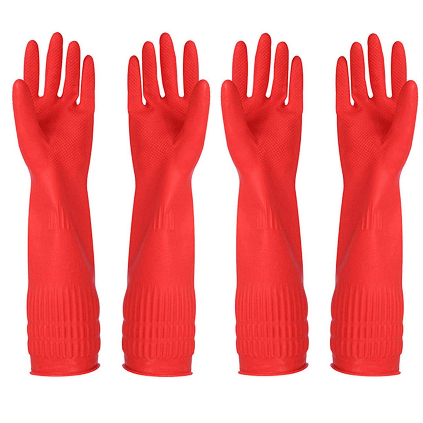 YSLON Rubber Cleaning Gloves Kitchen Dishwashing Glove 2-Pairs And Cleaning Cloth 2-Pack,Waterproof Reuseable.(Small)