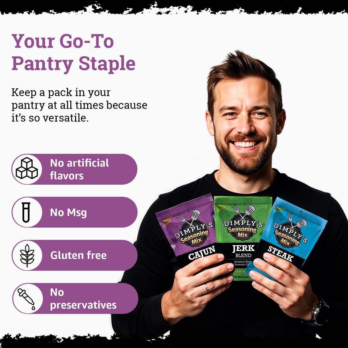 Dimply's Seasoning Variety Pack, Jamaican Jerk, Steak, and Cajun Blends, Dry Rub and Marinade for Chicken, Meat, Seafood, Vegetables, and Tofu
