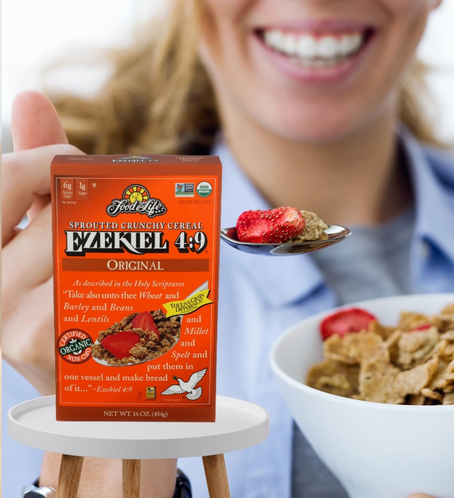 Ezekiel Cereal - 2x Original Org, 16 OZ. Bundle with Plastic Clear Measuring Cup - Organic- Made from Sprouted Whole Grains for Nutritious Breakfast
