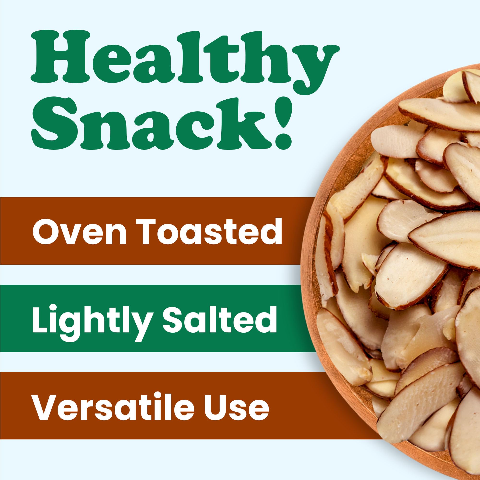 Food to Live Dry Roasted Natural Sliced Almonds with Himalayan Salt, 1.5 Pounds - Unblanched Nuts, Oven Toasted, Lighly Salted, No Oil Added, Perfect