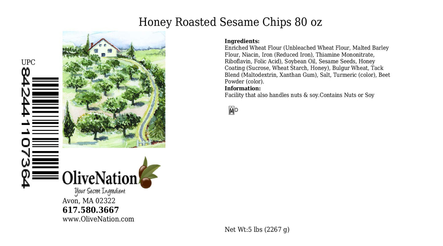 OliveNation Honey Roasted Sesame Chips, Crunchy, Sweet, Salty Treat for Snacking or Pub Mix, Non-GMO, Kosher - 80 ounces