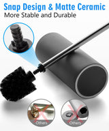 Viosuniu Matt Gray Ceramic Toilet Brush and Holder Set, Freestanding Toilet Bowl Cleaners Brush, Scrubber Brush for Toilet, Bathroom Accessories