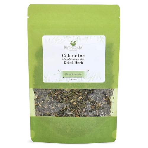 Biokoma Celandine Dried Herb 50g (1.76oz) Chelidonium Majus Warts Fighter Herbal Tea Antioxidant Resealable Moisture Proof Pouch No Additives No