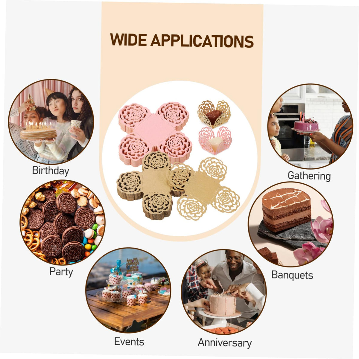 SHOWERORO 100pcs Design Chocolate Wrappers Elegant Truffle Cups for Weddings Parties Celebrations Metallic Baking Liners for Desserts