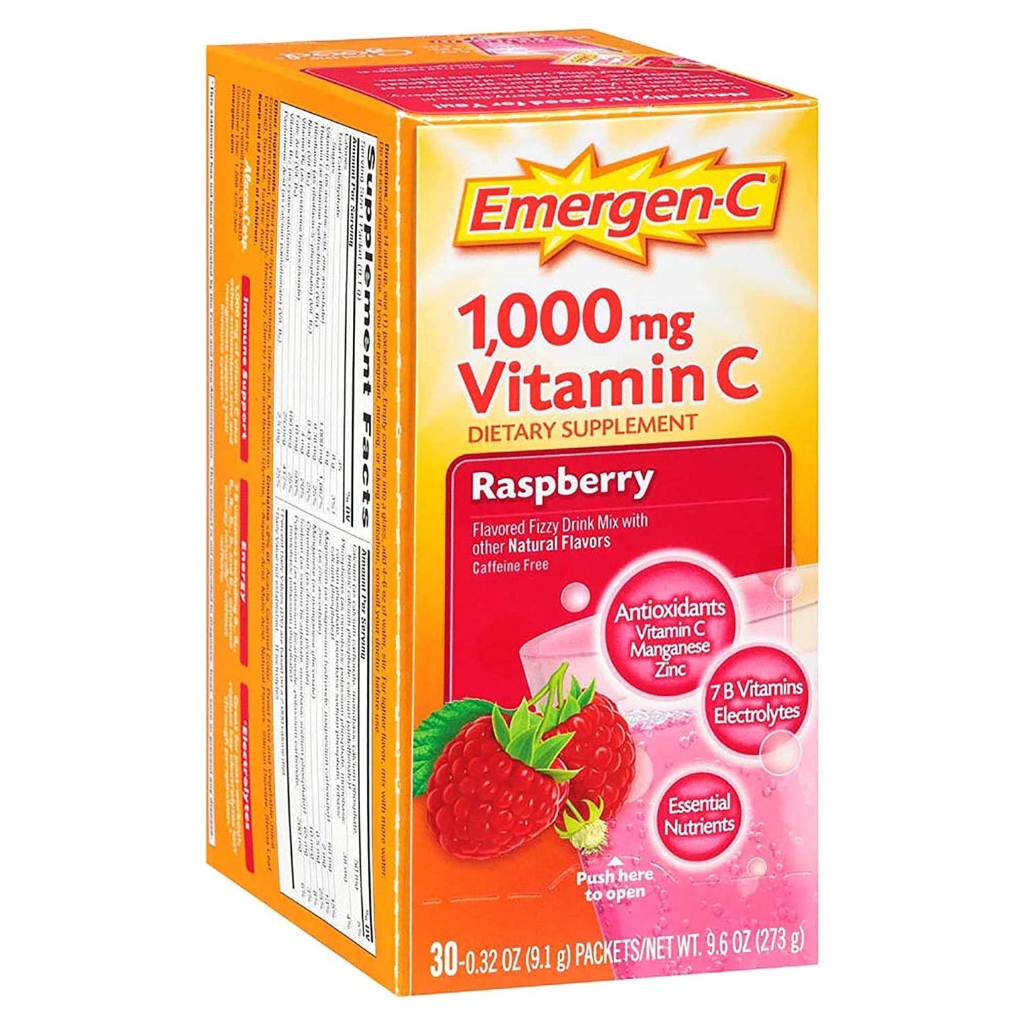 Emergen-C Raspberry Fizzy Drink Mix, 30 Pack