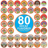 Crazy Cups Flavored Decaf Coffee Pods Variety Pack Compatible with Keurig K Cups Brewers, 80 Count, Assorted Decaffeinated Flavored Coffee Sampler