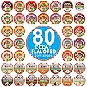 Crazy Cups Flavored Decaf Coffee Pods Variety Pack Compatible with Keurig K Cups Brewers, 80 Count, Assorted Decaffeinated Flavored Coffee Sampler