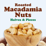 Food to Live Dry Roasted Macadamia Nuts Halves and Pieces, 1 Pound - Oven Toasted Unsalted Snack, Great for Baking and as Topping for Salads, Yogurt
