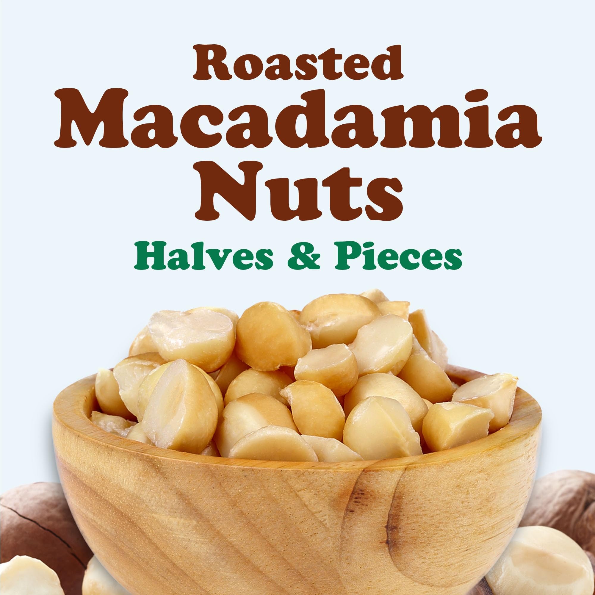 Food to Live Dry Roasted Macadamia Nuts Halves and Pieces, 1 Pound - Oven Toasted Unsalted Snack, Great for Baking and as Topping for Salads, Yogurt