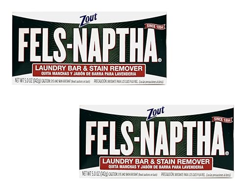 Fels Naptha Laundry Soap Bar & Stain Remover - Pack of 2, 5.0 Oz per bar