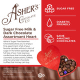 Asher's Chocolates, Sugar Free Chocolate Heart Shaped Assortment, Diabetic Friendly Chocolate, Small Batches of Kosher Chocolate, Giftable Design