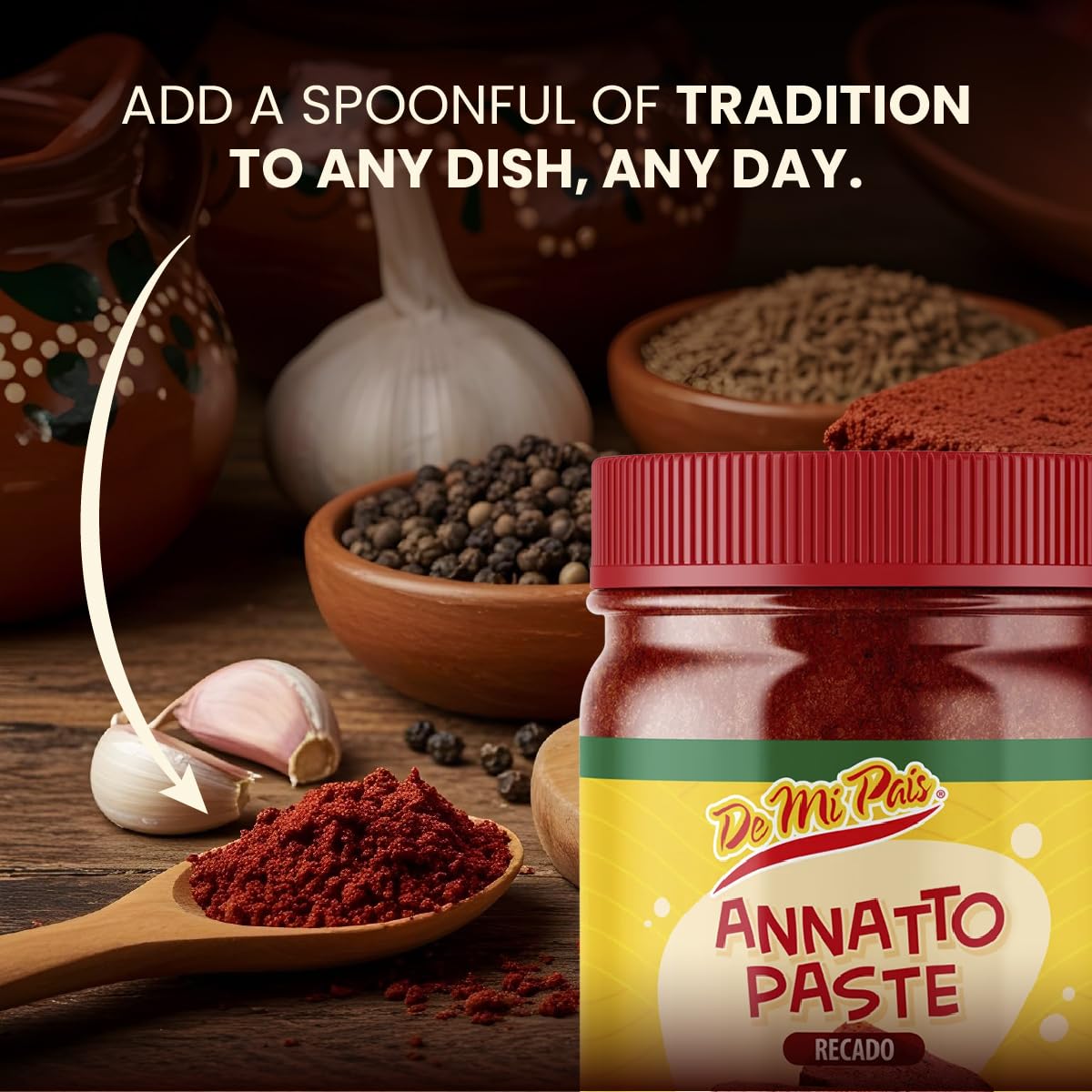 De Mi Pais Pasta Recado, Jumbo Size Annato Paste, for Authentic Achiote Seasoning, Perfect for Tacos and More, Premium Quality Spices for Flavorful
