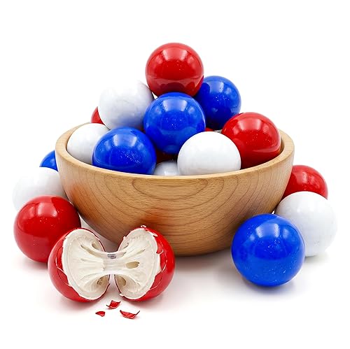 NY Spice Shop Red, White & Blue Gumballs - 1 Inch Large Gumballs For Gumball Machine - Gumball Vending Machine Refills Candy - 50 Pcs Double Bubble