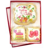 Happy Birthday Cookies Gift Basket For Women and Girls Her Decorated Sugar Cookie Gift Box Floral | Nut Free | 3 Pack | Kosher
