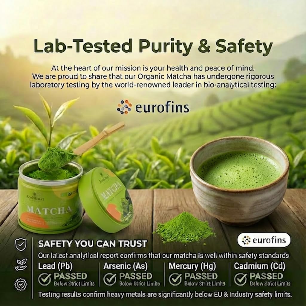 ZenRitual Ceremonial Grade Matcha Powder - Pure Organic Green Tea, 1.41 oz (40 Single Servings) Tin - Authentic Stone Ground, Eurofins Tested - Zero