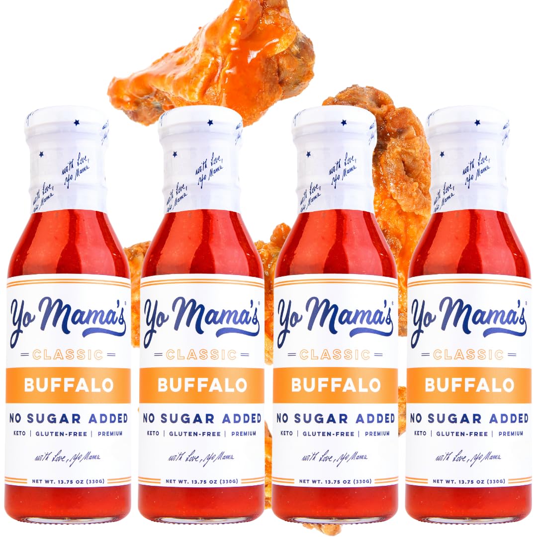 Yo Mama’s Foods Keto Buffalo Dipping, Marinade & Wing Sauce - Pack of (4) - Low-Zero Carb, No Sugar Added, Whole30, Paleo, Gluten and Soy Free,
