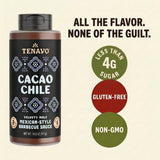 Tenayo Cacao Chile Barbecue Sauce, 2-Pack (13.5 oz Bottles) - Mexican Style Sauce with Chocolate, Chiles & Spices - Only 4g of Sugar, Gluten Free