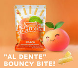 Bourbon Fettuccine Gummi Peach 6 -Pack - Japanese Tangy & Chewy Gummy Strips with Real Fruit Juice Share Size (5.29 OZ)