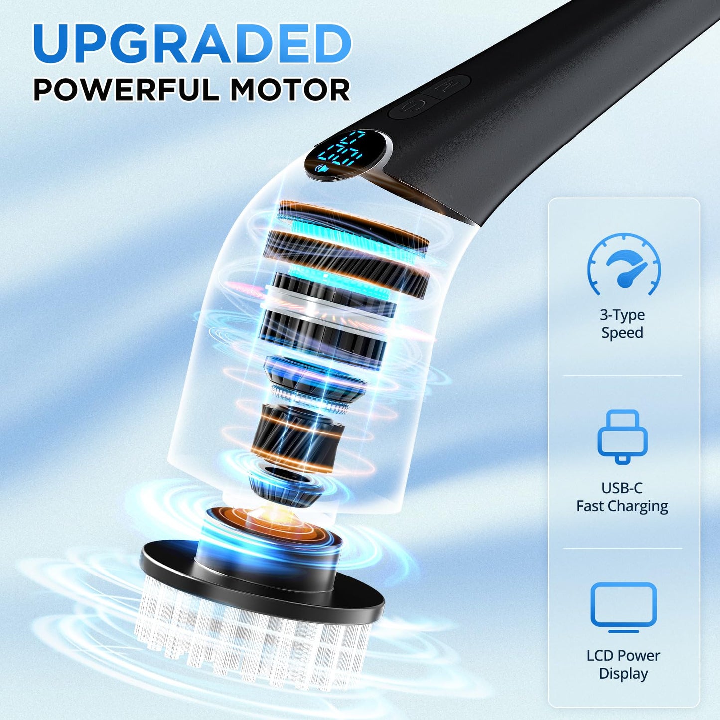 Electric Spin Scrubber, 2024 New Cordless Cleaning Brush with 8 Replaceable Brush Heads, Power Shower Scrubber Long Handle, Extendable Handheld