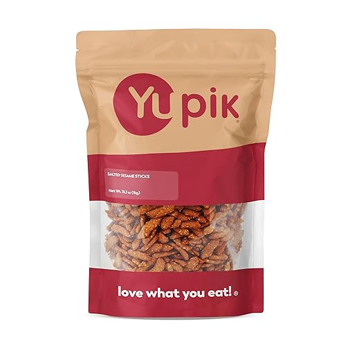 Yupik Salted Sesame Sticks 2.2 lb (35.2 oz), Vegan, Kosher, Low-Calorie, Source of Protein & Fiber, Cholesterol-Free, Sugar-Free, Perfect for Snacking