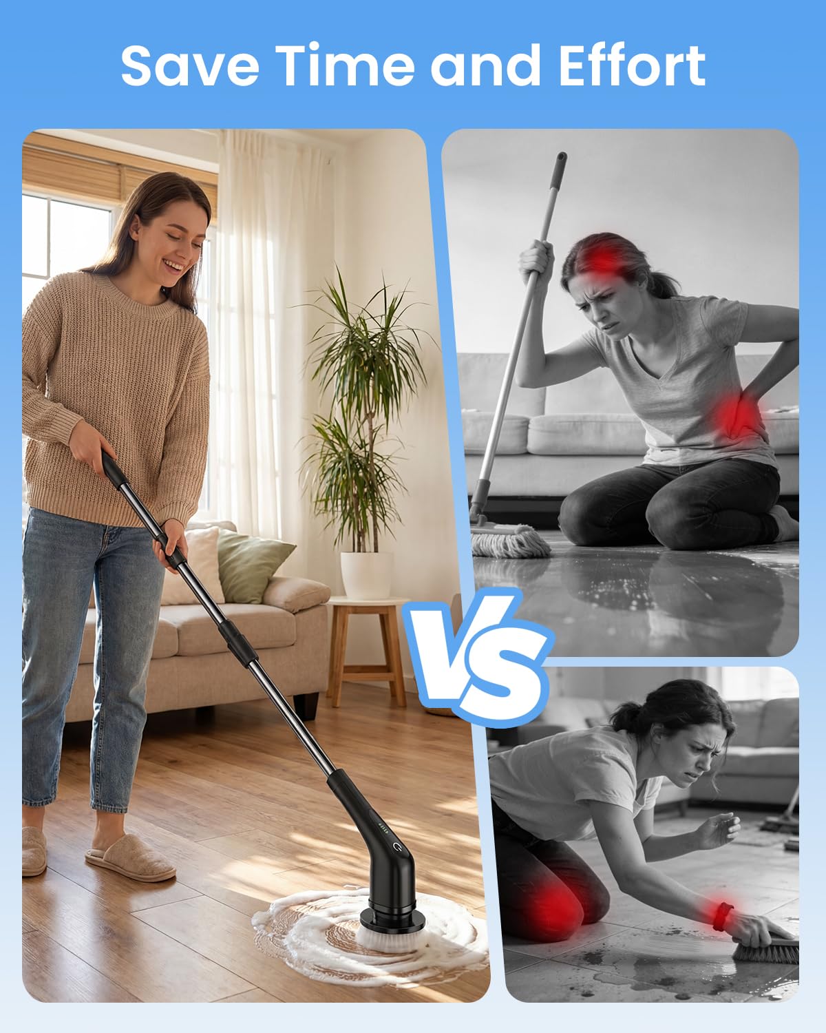 Leebein Electric Spin Scrubber, Cordless Cleaning Brush with 8 Replaceable Brush Heads, Tub and Floor Tile Power Scrubber Dual Speed with Adjustable
