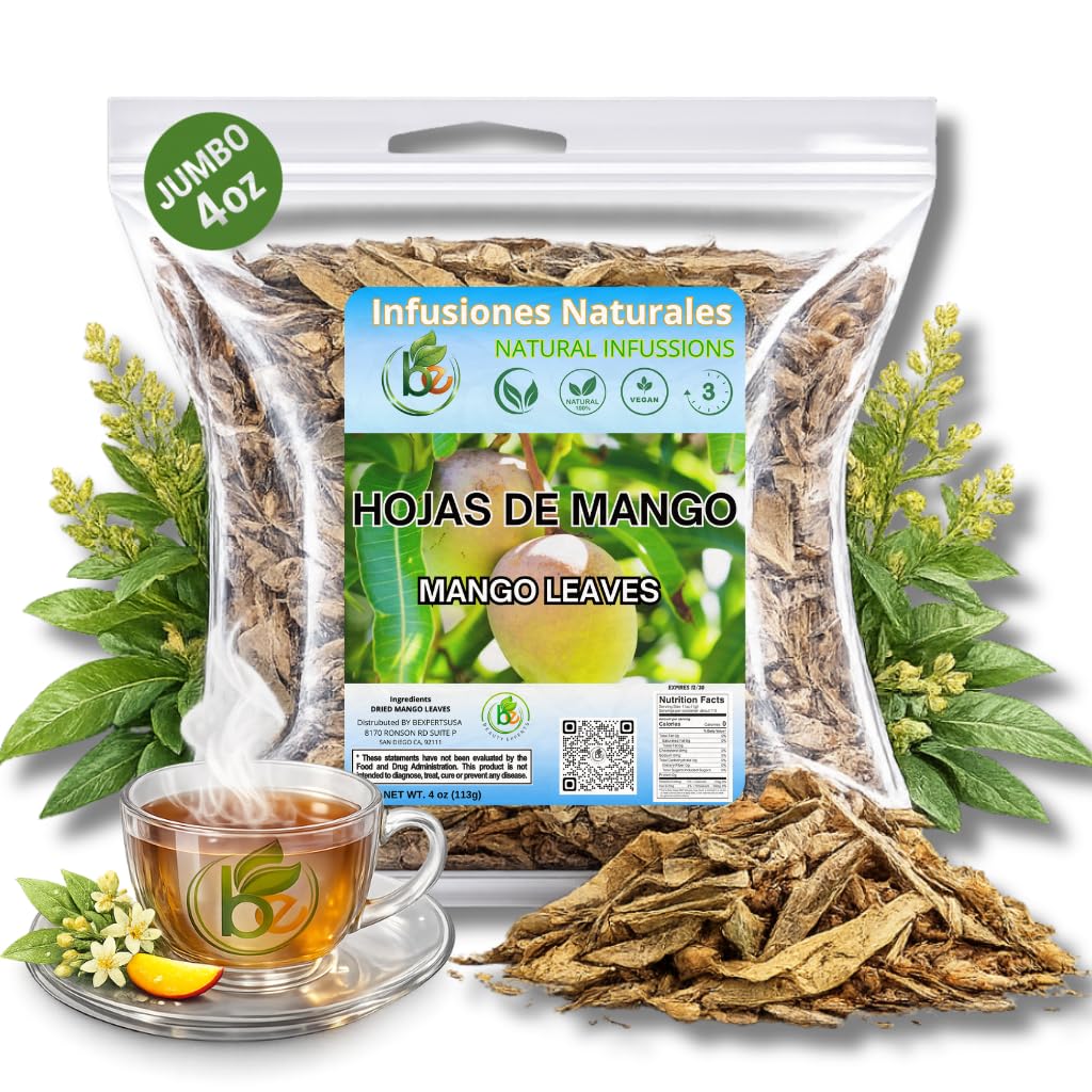 Mango Dried Leaf Tea (Hojas de Mango secas) - Jumbo 4 oz Loose Leaf Herbal Tea - 100% Natural, Vegan, Non-GMO, Caffeine-Free - Traditional Herbal