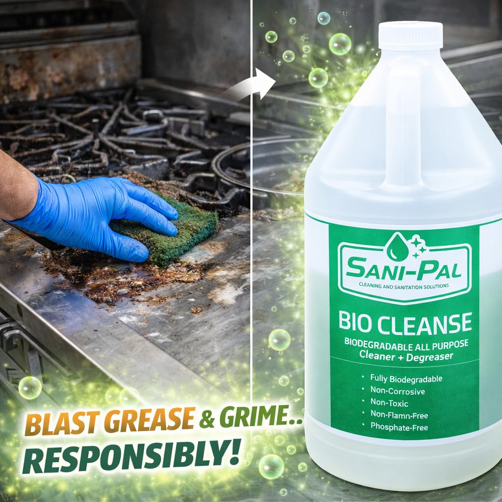 Sani-Pal Bio-Cleanse, safe and environmentally friendly cleaner and degreaser designed to tackle the toughest of industrial cleaning applications, 128