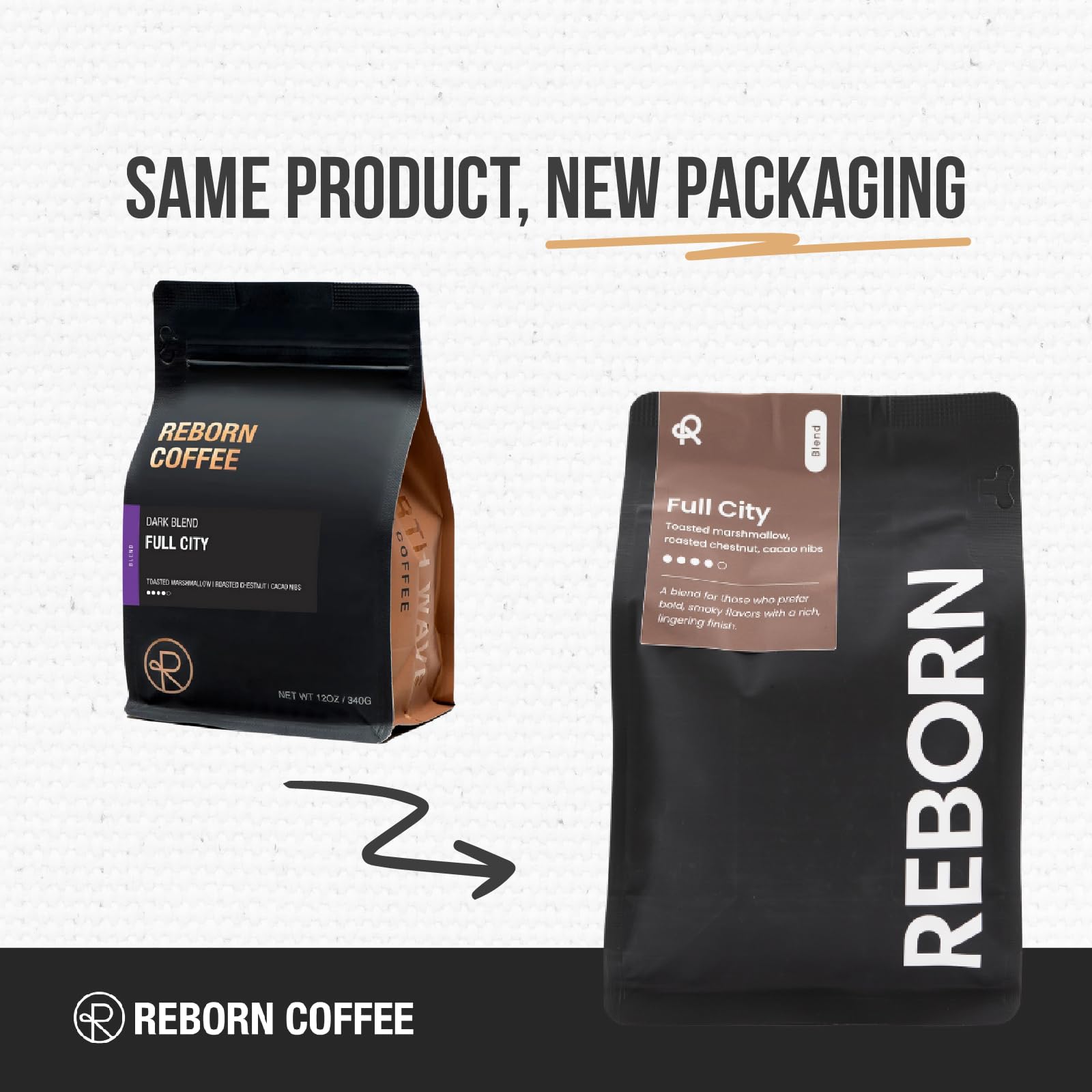 Reborn Coffee Specialty Whole Bean Coffee, Full City Dark Roast, 12 Ounce, Colombia Blend, Notes of Toasted Marshmallow, Roasted Chestnut, and Cacao
