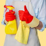 SteadMax 3 Pairs Red Cleaning Gloves, Reusable, Natural Rubber, Ultra Durable, Waterproof Latex Non-Slip Dishwashing Gloves for Kitchen and Household