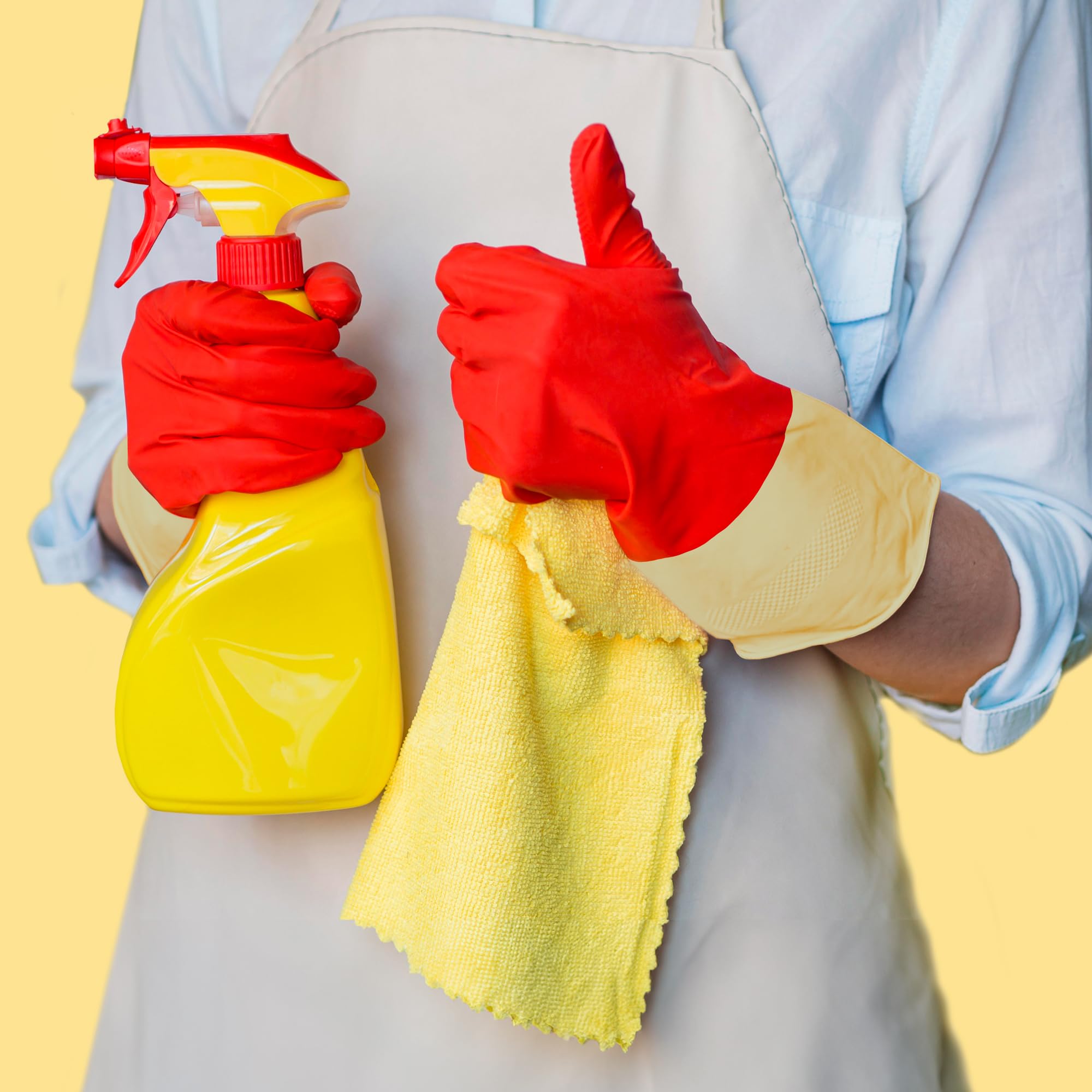 SteadMax 3 Pairs Red Cleaning Gloves, Reusable, Natural Rubber, Ultra Durable, Waterproof Latex Non-Slip Dishwashing Gloves for Kitchen and Household
