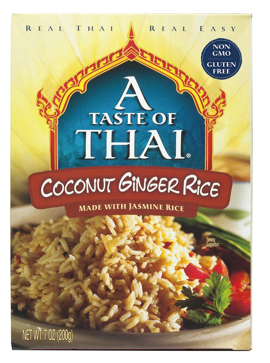 A Taste of Thai Jasmine Rice Instant (Coconut Ginger Rice) - Authentic Thai White Rice Organic, Flavored with Classic Thai Spices | Organic