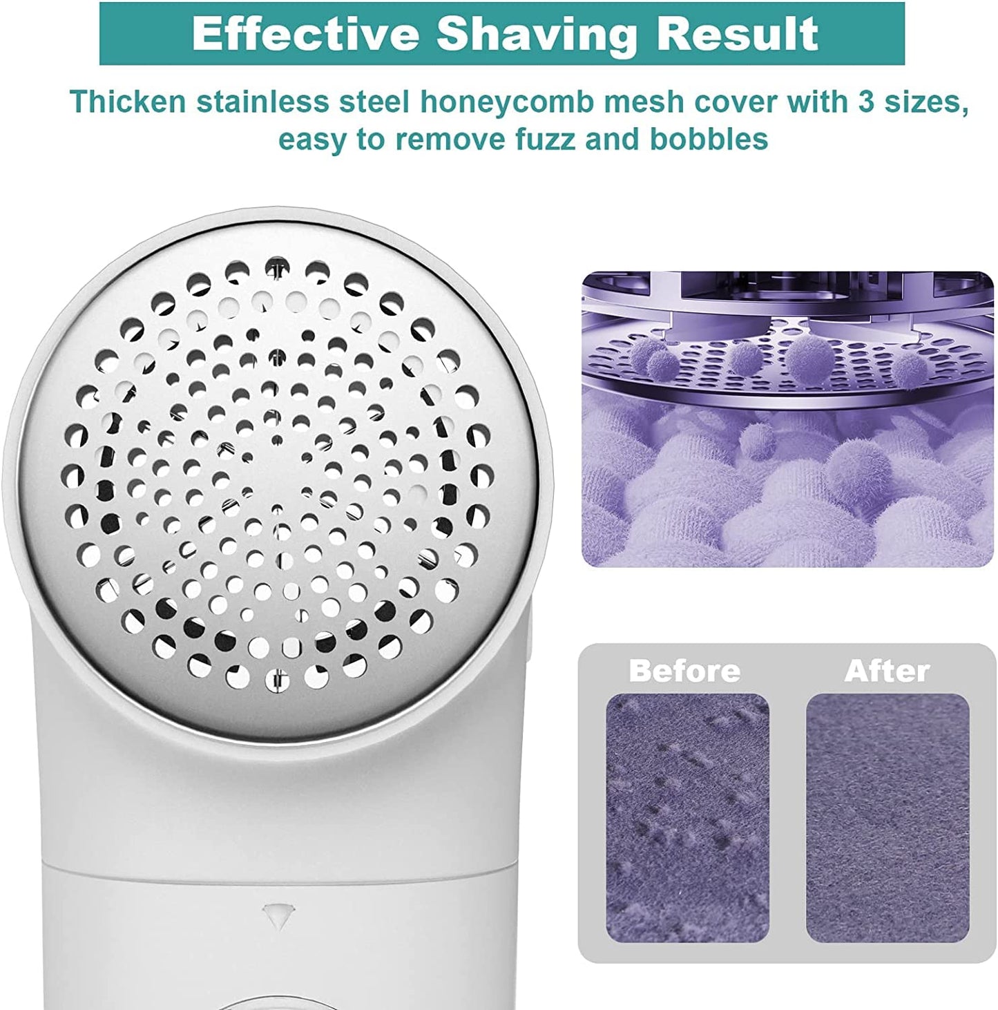 Fabric Shaver Rechargeable, Lint Remover with 3 Blades, Portable Sweater Shaver Lints Fuzzs Pills Pilling Remover for Clothes, Furniture, Couch