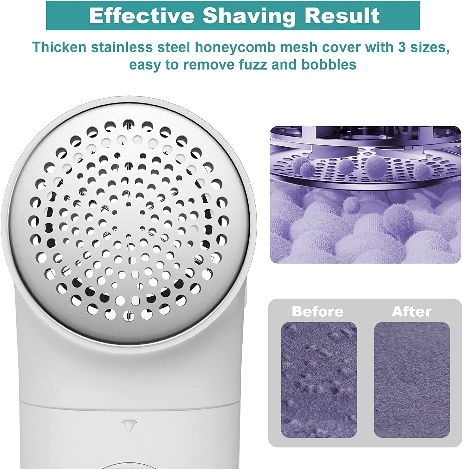 Fabric Shaver Rechargeable, Lint Remover with 3 Blades, Portable Sweater Shaver Lints Fuzzs Pills Pilling Remover for Clothes, Furniture, Couch