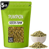 Oh! Nuts Pepitas Raw Unsalted Pumpkin Seeds - Resealable 5-Pound Bulk Bag - All-Natural Protein Power - Fresh, Healthy Snacks - Unshelled Pepitas