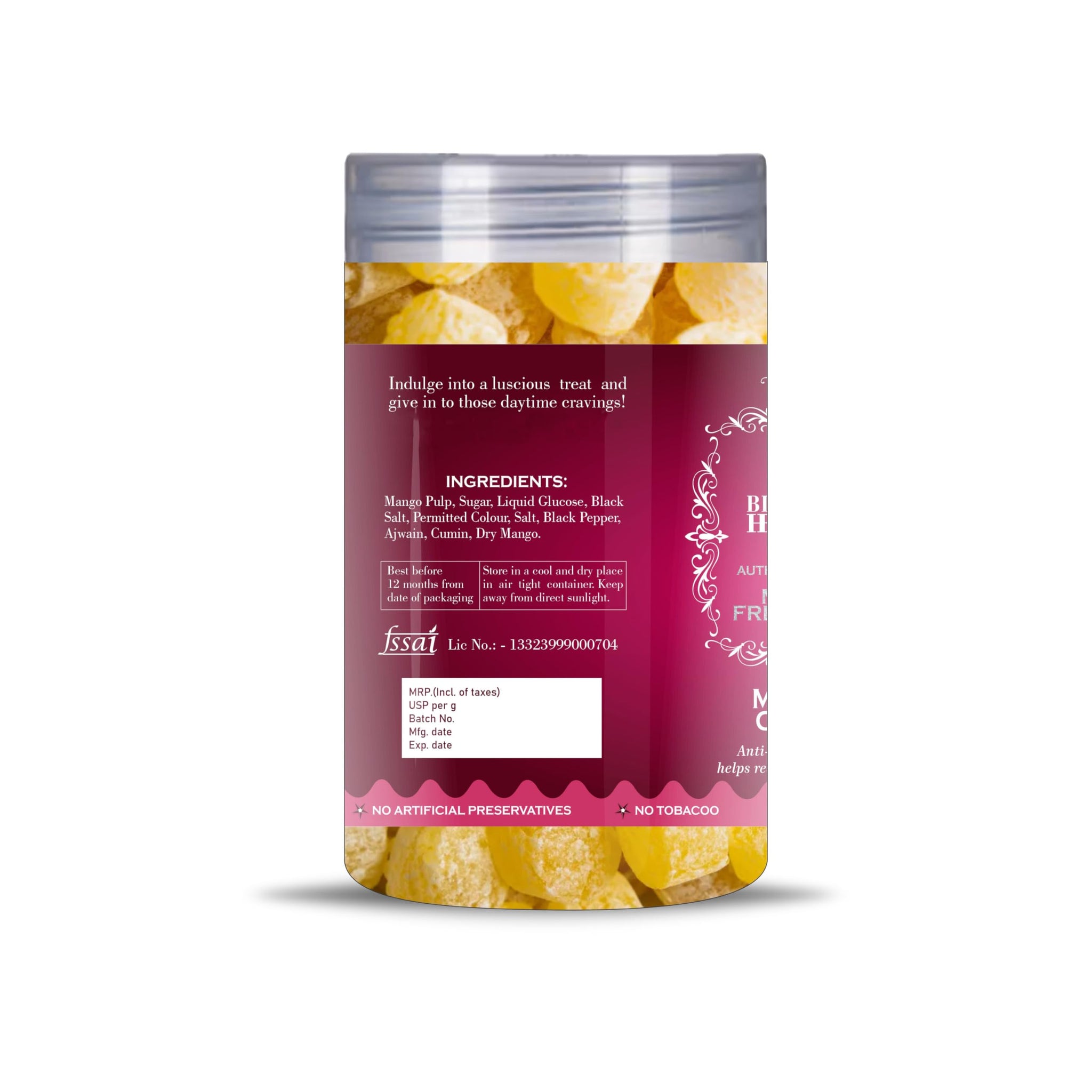 Blessfull Healing Mango Candy 5 Oz(Ounce) Airtight Container With Spoon