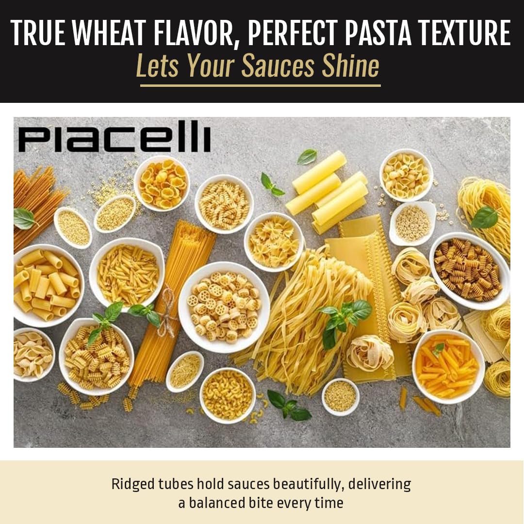 Piacelli Penne Rigate Pasta. 30 - Protein Pasta Made from Fine Durum Wheat Semolina for Rich Flavor - Enjoy Organic Noodles in Your Favorite Recipes
