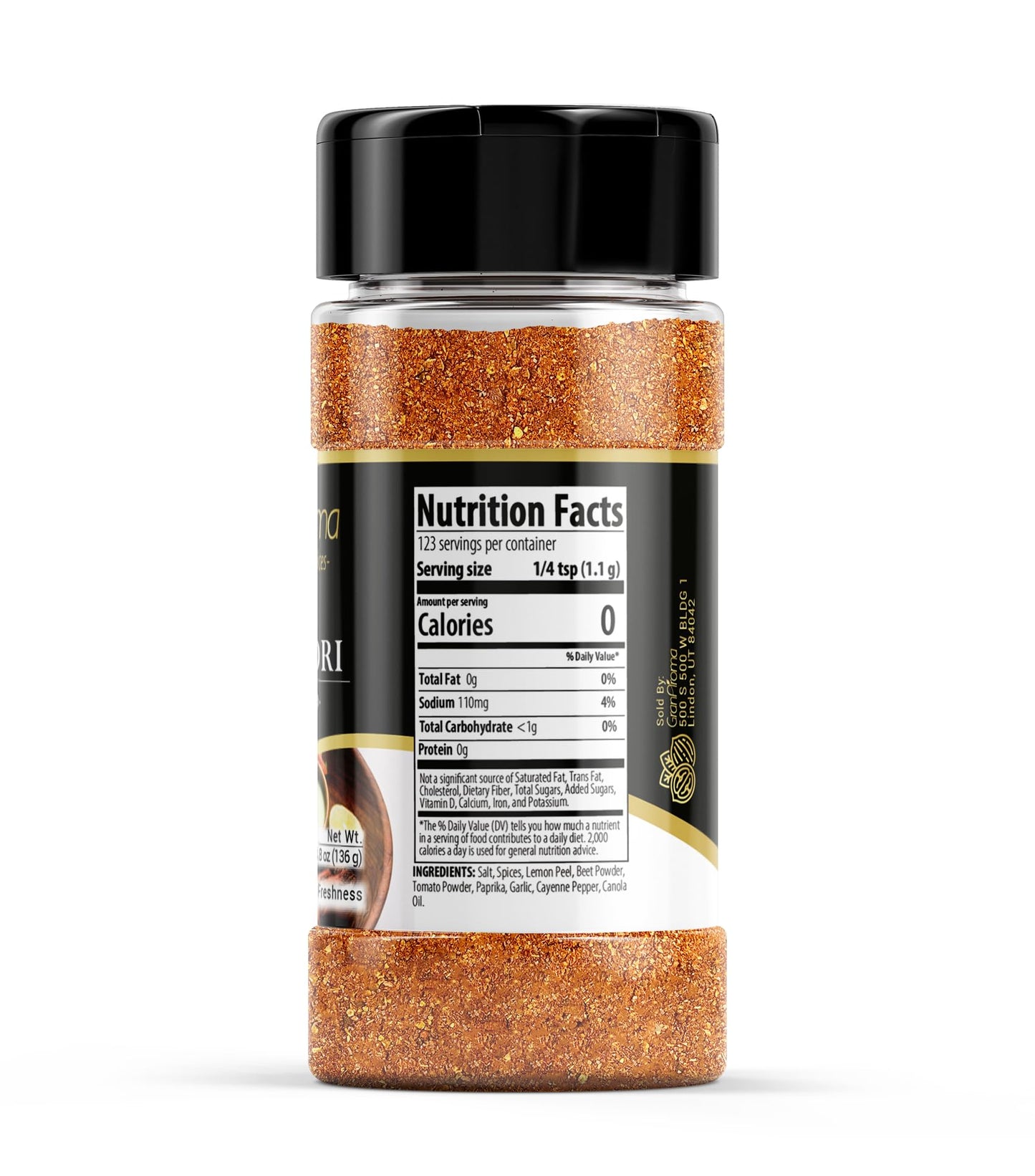 GranAroma Tandoori Spice Blend, 4.8 oz, Flavorful Spice Blend, Curries & Dry Rubs, Spicy & Smoky