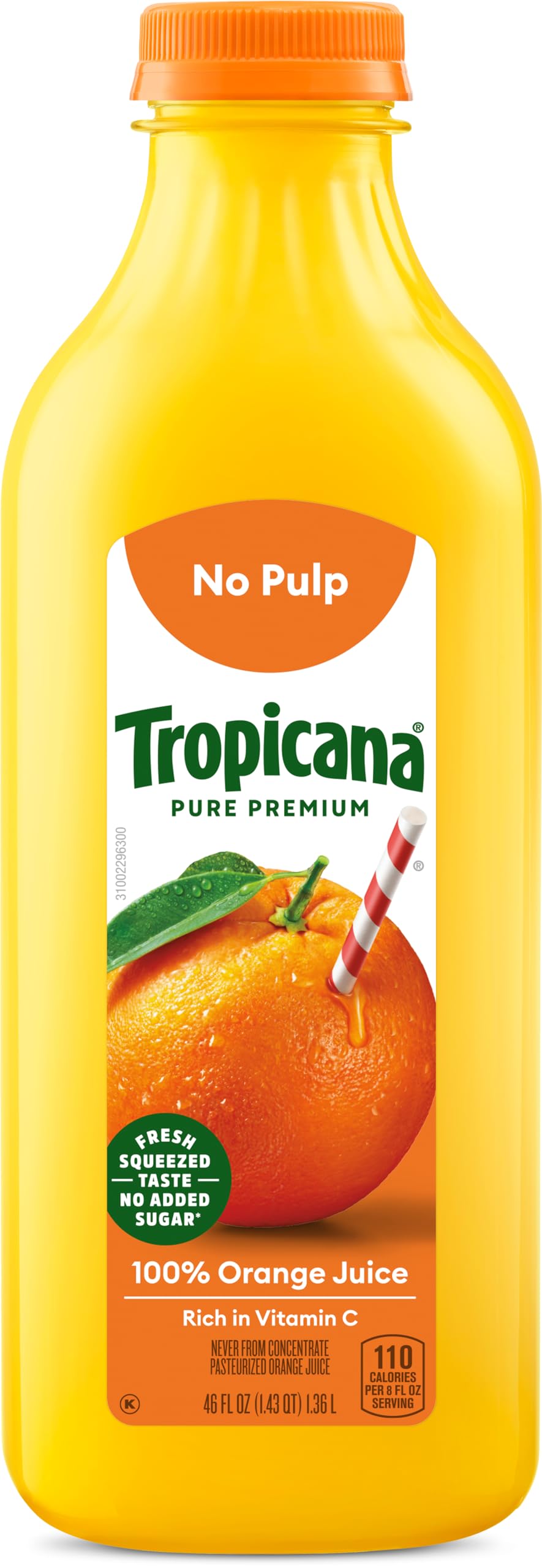 Tropicana Pure Premium 100% Orange Juice Original, No Pulp No Added Sugars, 46 fl oz bottle