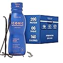 Iconic Protein Drinks, Vanilla Bean (12 Pack) - Sugar Free & Low Carb - 20g Grass Fed Protein - Lactose Free, Gluten Free, Non-GMO, Kosher - Keto