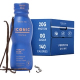 Iconic Protein Drinks, Vanilla Bean (12 Pack) - Sugar Free & Low Carb - 20g Grass Fed Protein - Lactose Free, Gluten Free, Non-GMO, Kosher - Keto